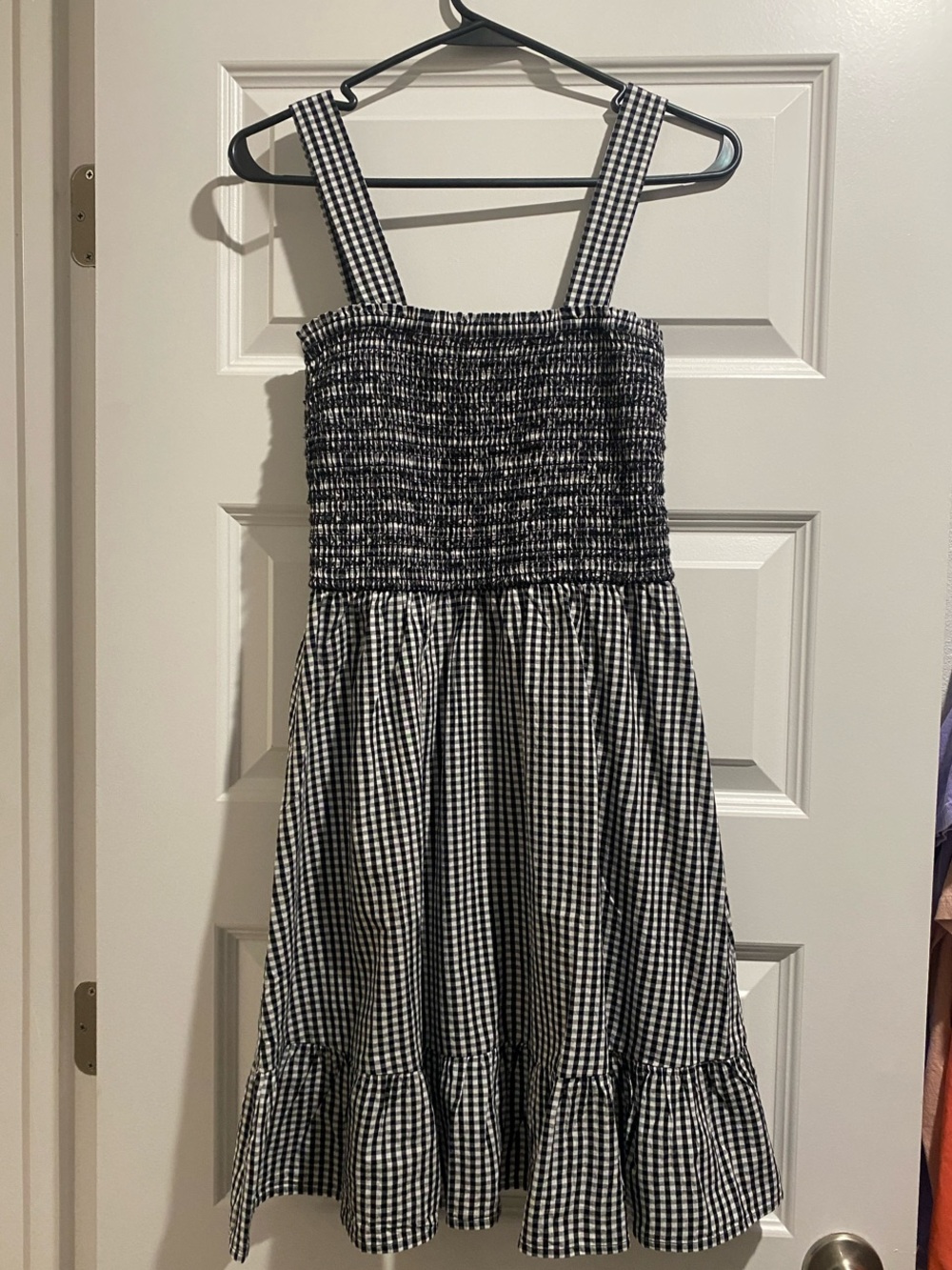 LOFT Black & White Gingham Midi Sundress